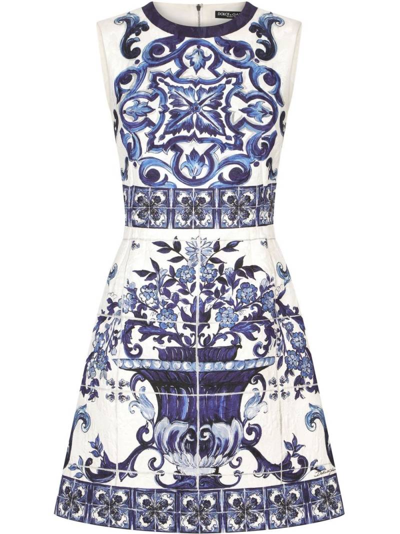 Dolce & Gabbana Majolica-print brocade minidress - Blue von Dolce & Gabbana