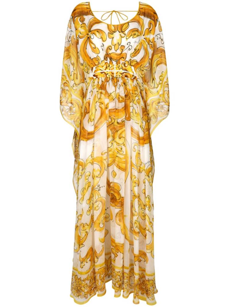 Dolce & Gabbana Majolica-print chiffon dress - Yellow von Dolce & Gabbana