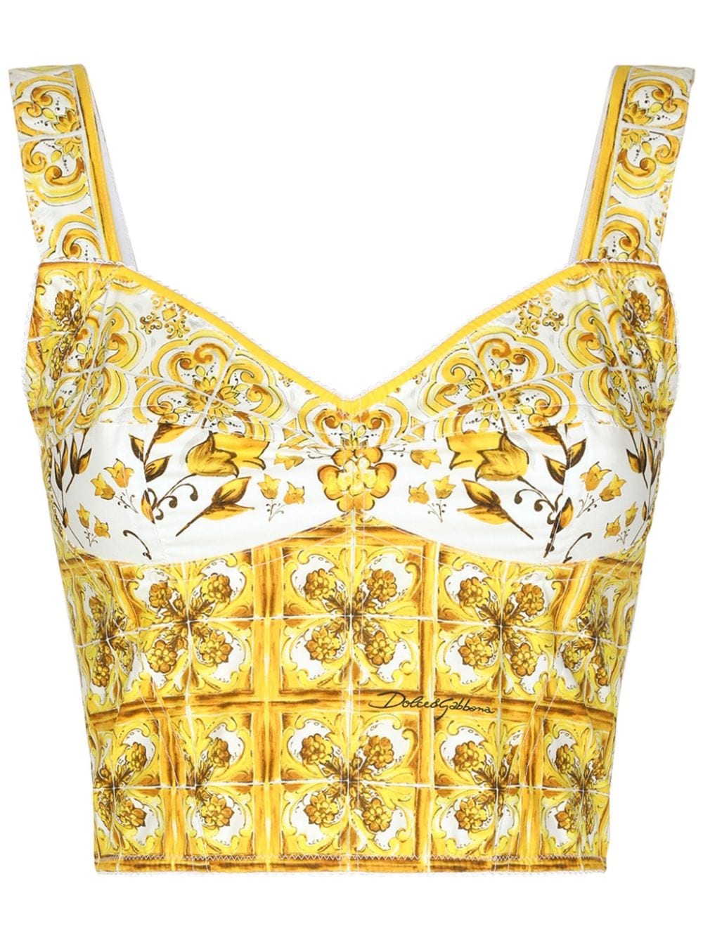 Dolce & Gabbana Majolica-print corset crop top - Yellow von Dolce & Gabbana