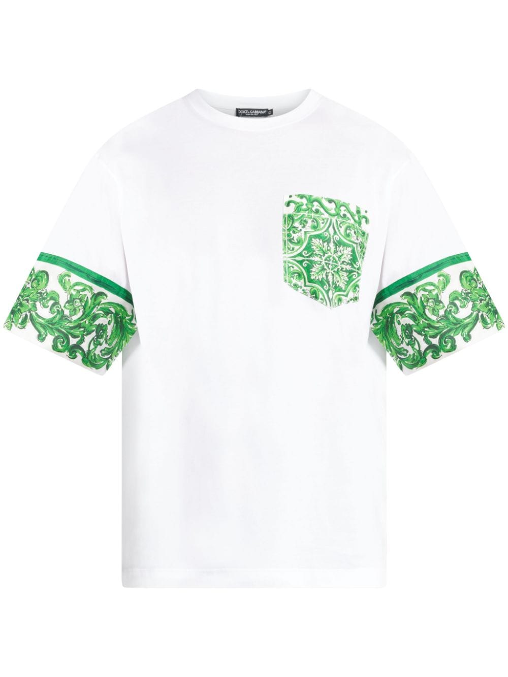 Dolce & Gabbana Majolica-print cotton T-shirt - White von Dolce & Gabbana