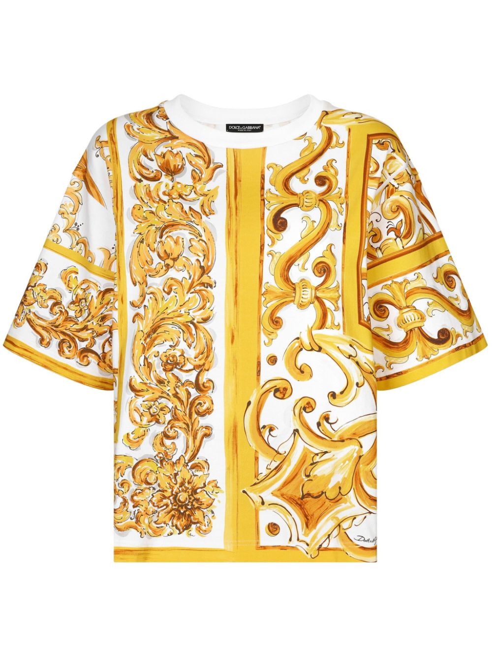 Dolce & Gabbana Majolica-print cotton T-shirt - Yellow von Dolce & Gabbana