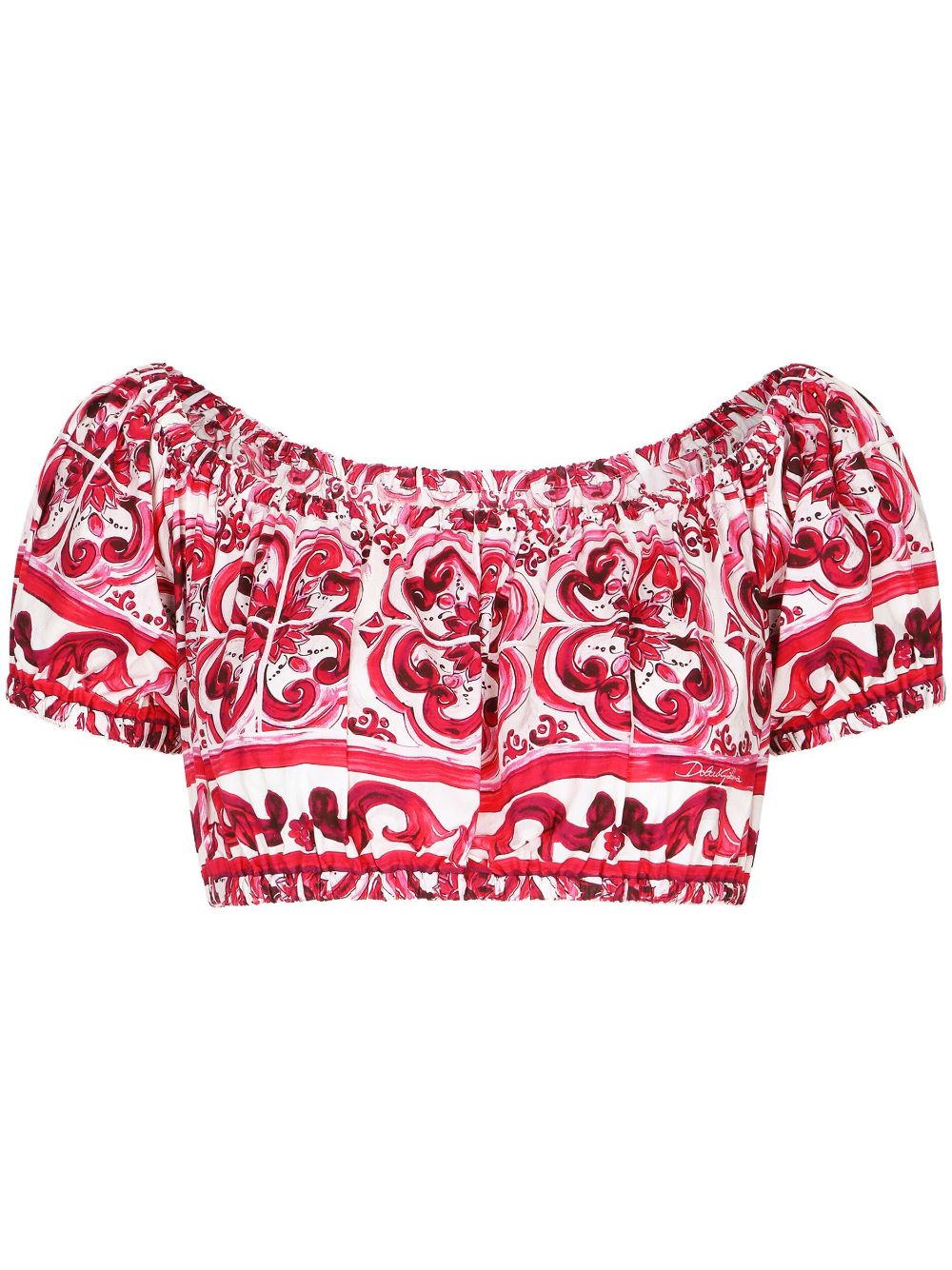 Dolce & Gabbana Majolica-print cotton crop top - Red von Dolce & Gabbana