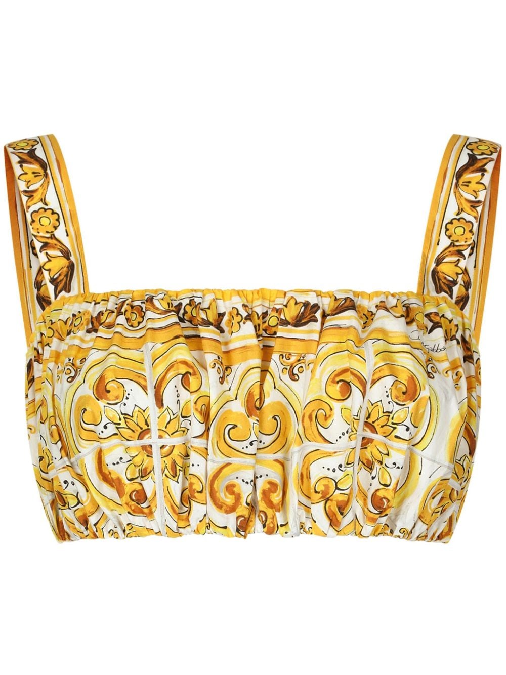 Dolce & Gabbana Majolica-print cotton crop top - Yellow von Dolce & Gabbana