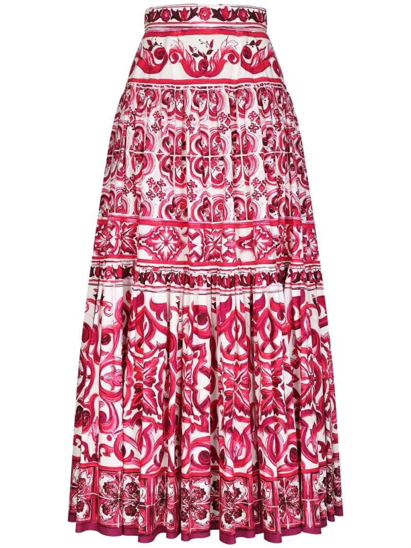 Dolce & Gabbana Majolica-print cotton maxi skirt - Red von Dolce & Gabbana