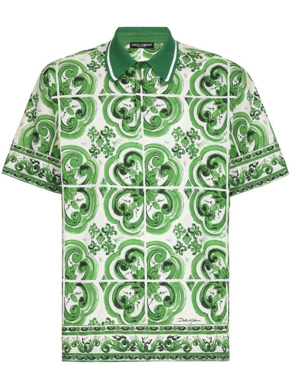 Dolce & Gabbana Majolica-print cotton polo shirt - Green von Dolce & Gabbana