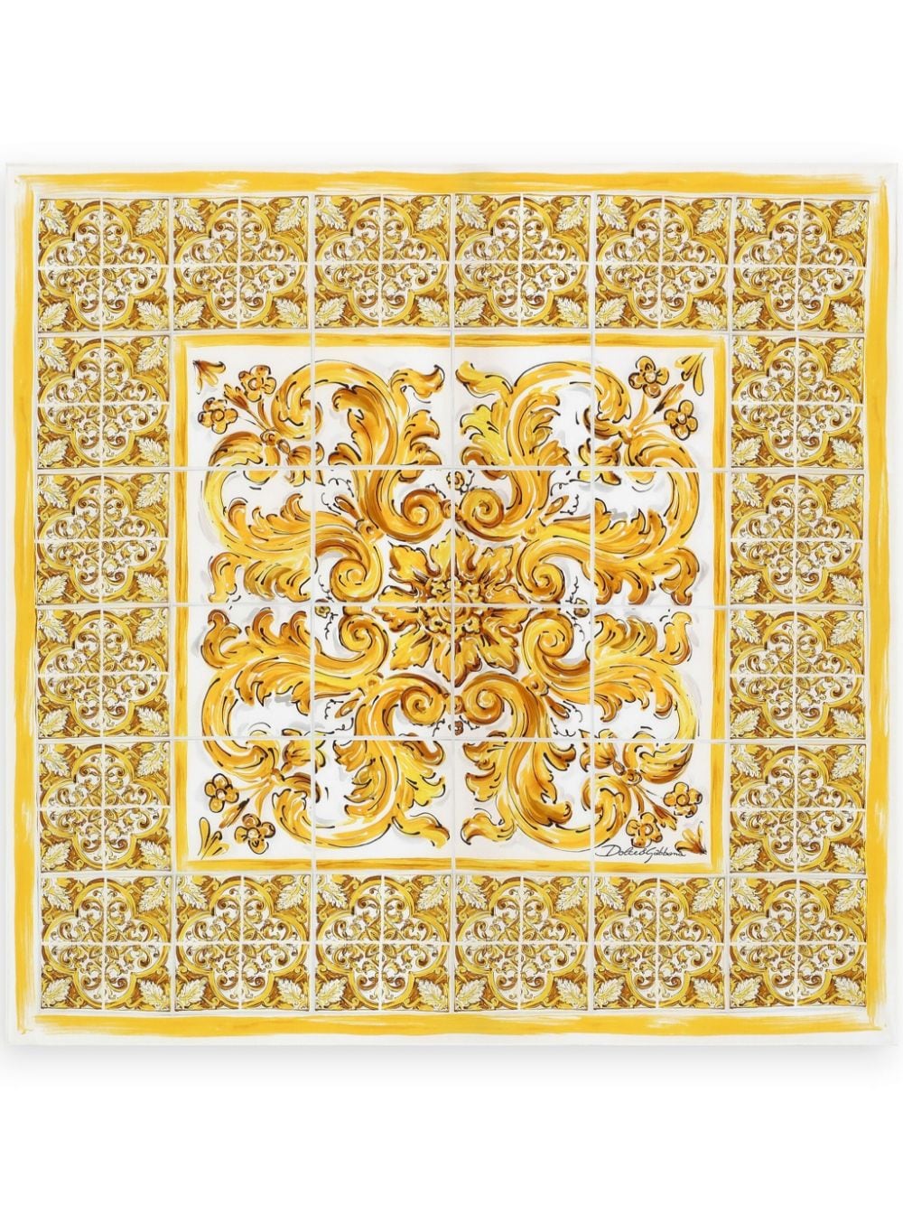 Dolce & Gabbana Majolica-print cotton scarf - Yellow von Dolce & Gabbana