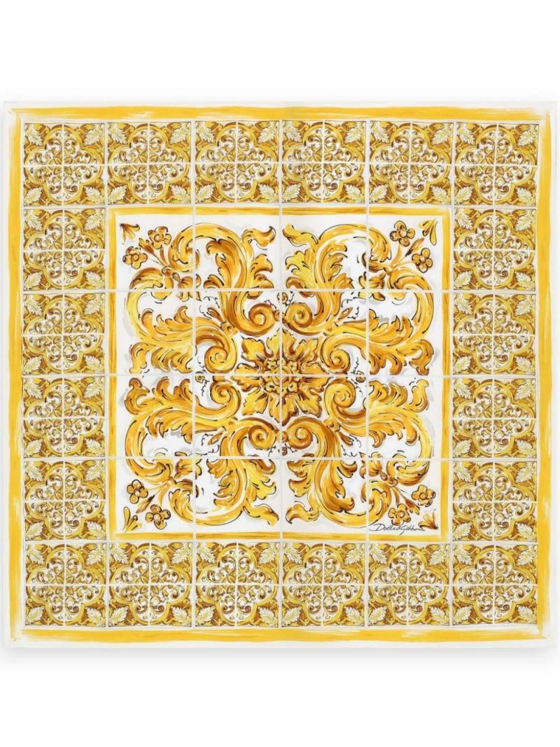 Dolce & Gabbana Majolica-print cotton scarf - Yellow von Dolce & Gabbana