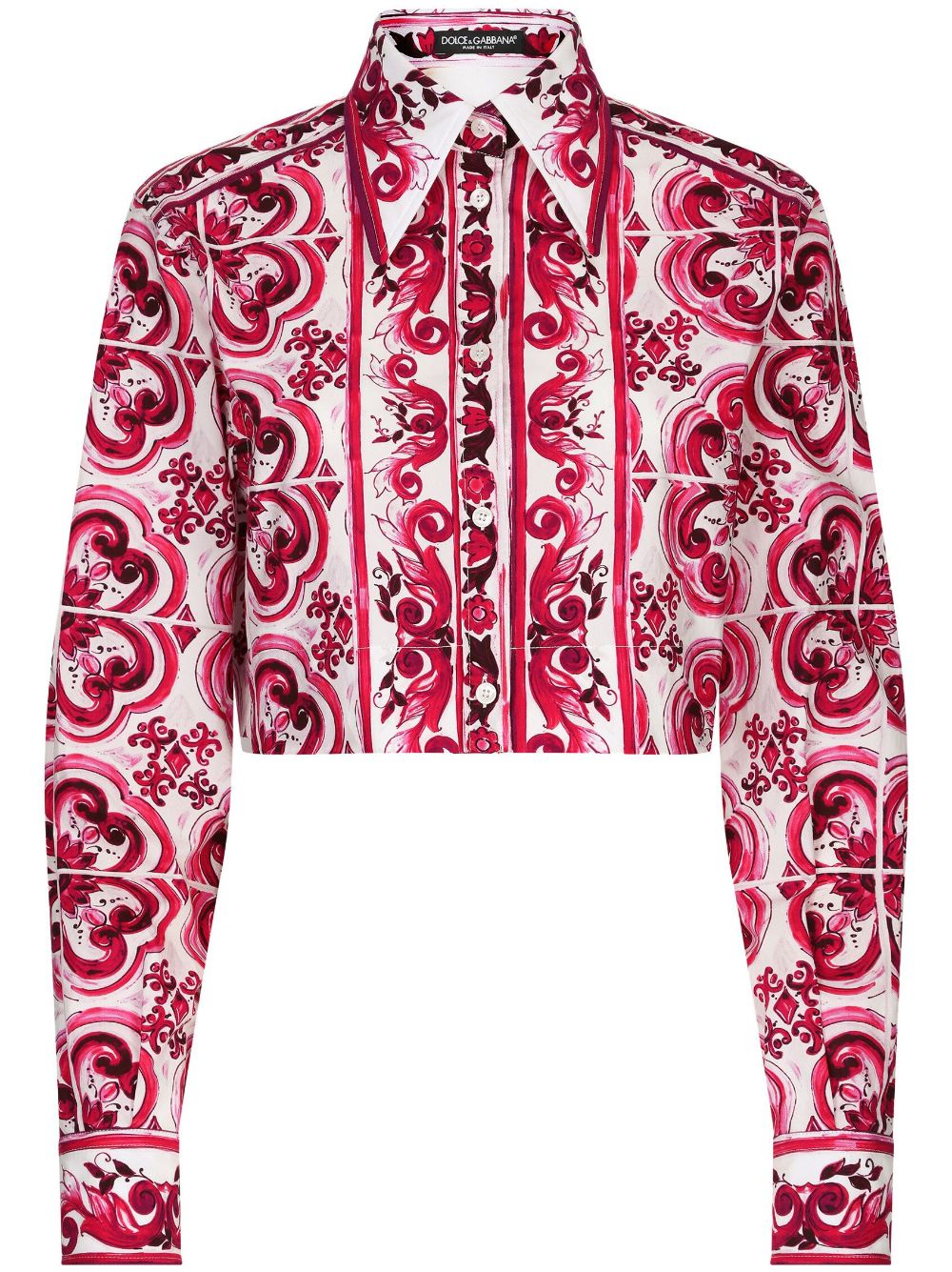 Dolce & Gabbana Majolica-print cropped shirt - Red von Dolce & Gabbana