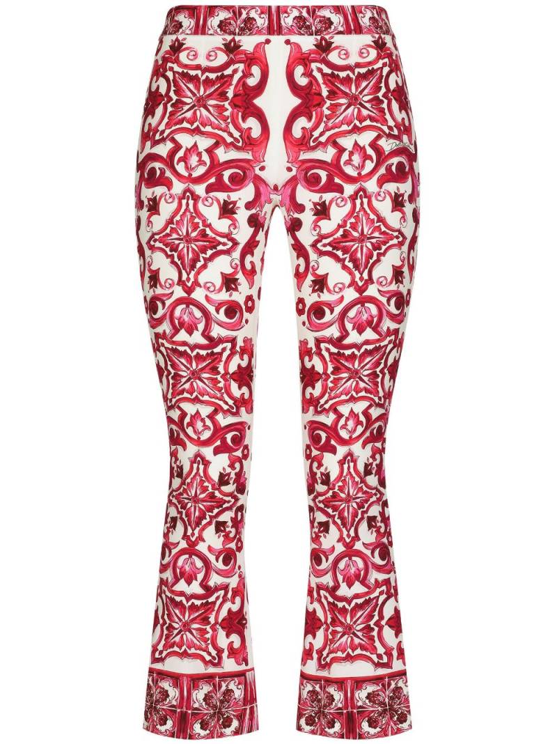 Dolce & Gabbana Majolica-print cropped trousers - Red von Dolce & Gabbana