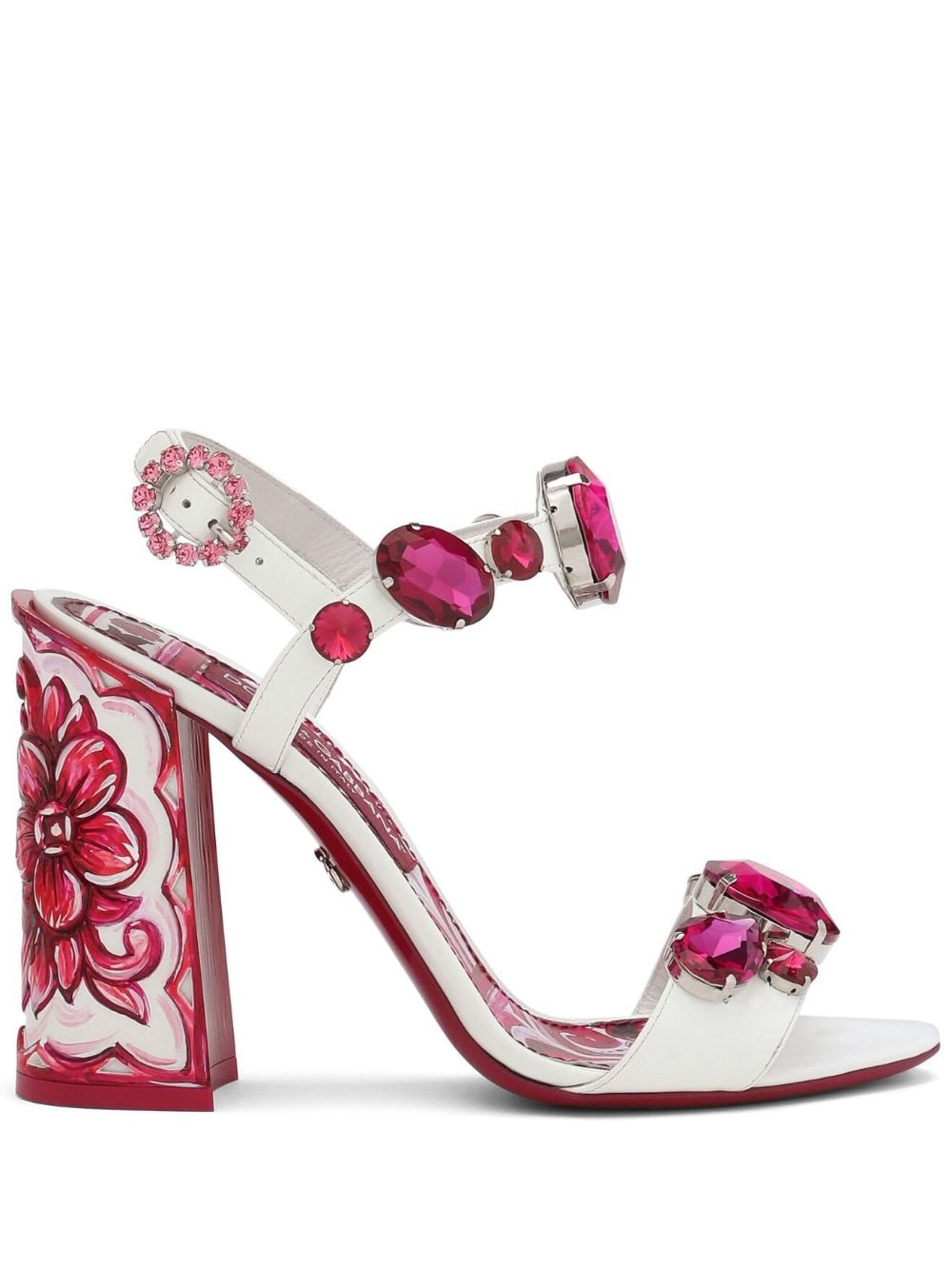 Dolce & Gabbana Majolica-print embellished sandals - White von Dolce & Gabbana