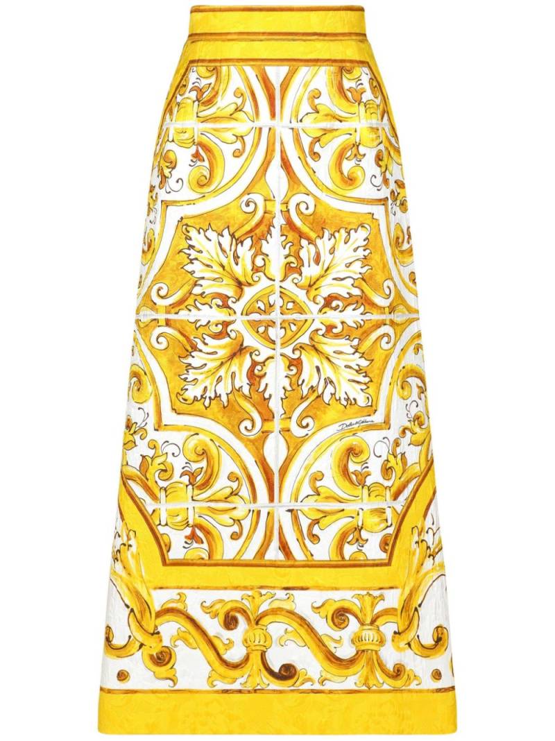 Dolce & Gabbana Majolica-print high-waisted skirt - Yellow von Dolce & Gabbana