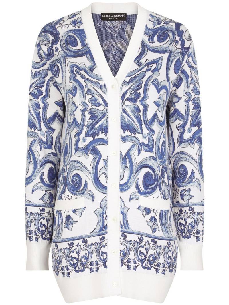 Dolce & Gabbana Majolica-print jacquard silk cardigan - White von Dolce & Gabbana