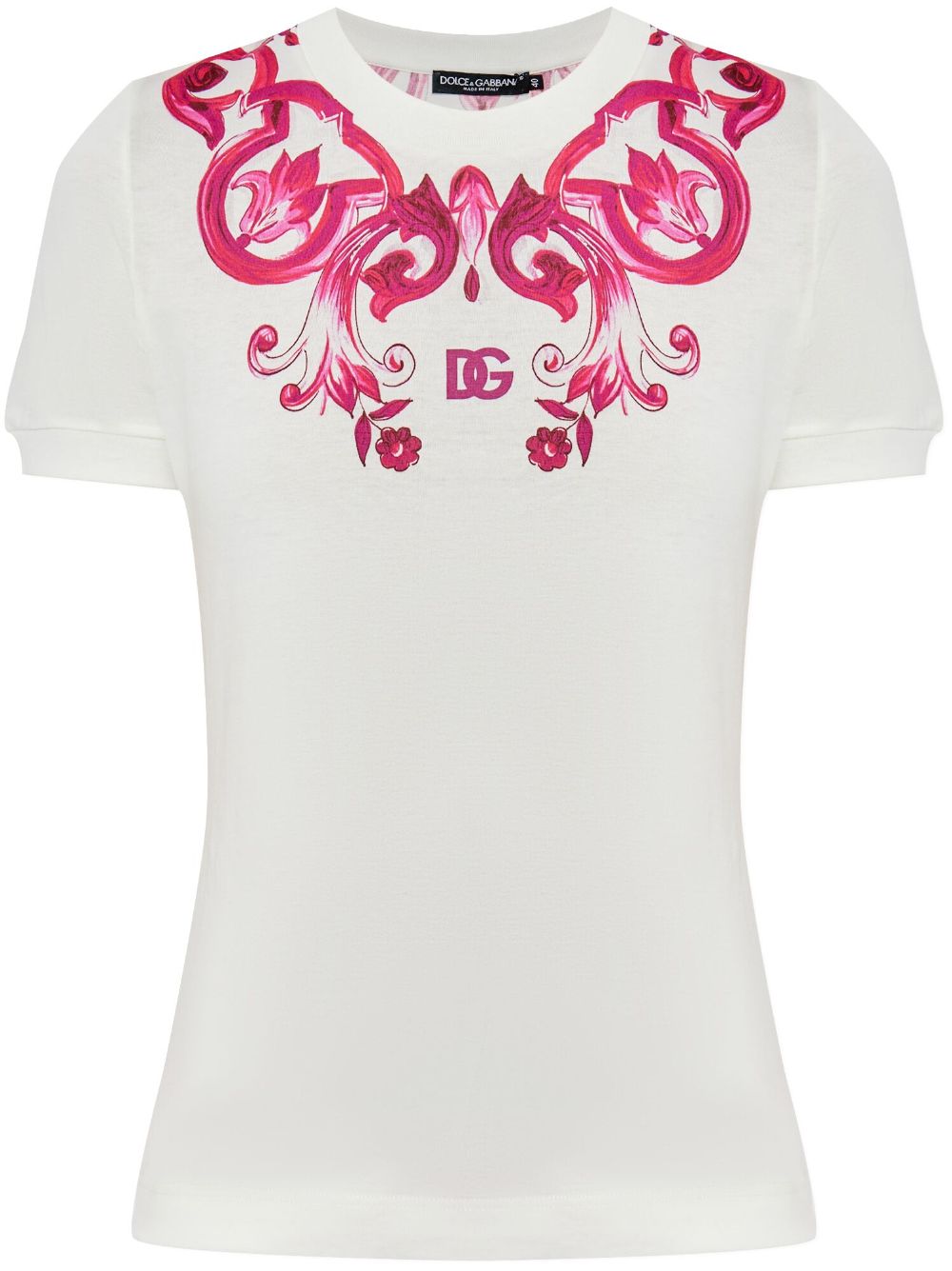 Dolce & Gabbana Majolica-print jersey T-shirt - White von Dolce & Gabbana