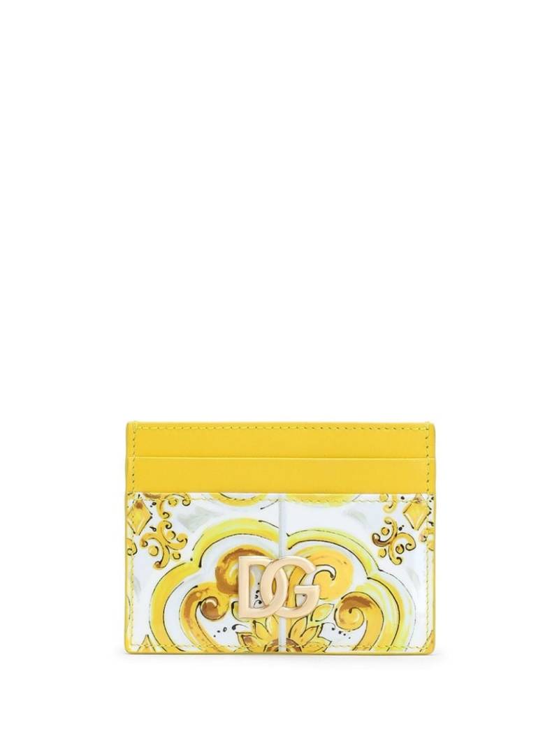 Dolce & Gabbana Majolica-print leather cardholder - Yellow von Dolce & Gabbana