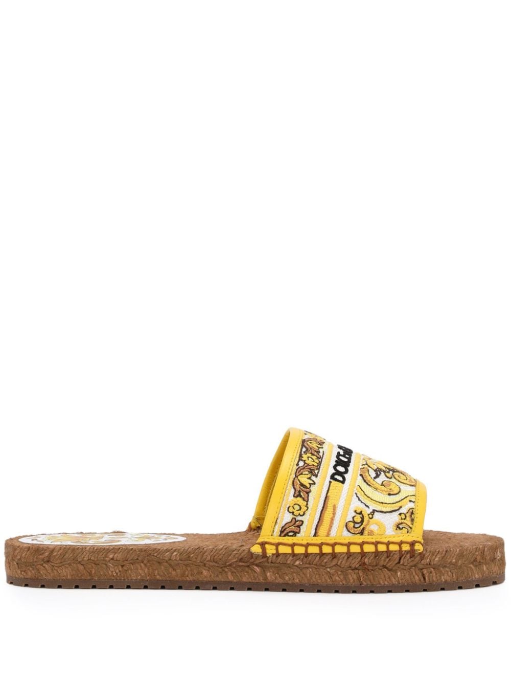 Dolce & Gabbana Majolica-print logo-embroidered sandals - Yellow von Dolce & Gabbana