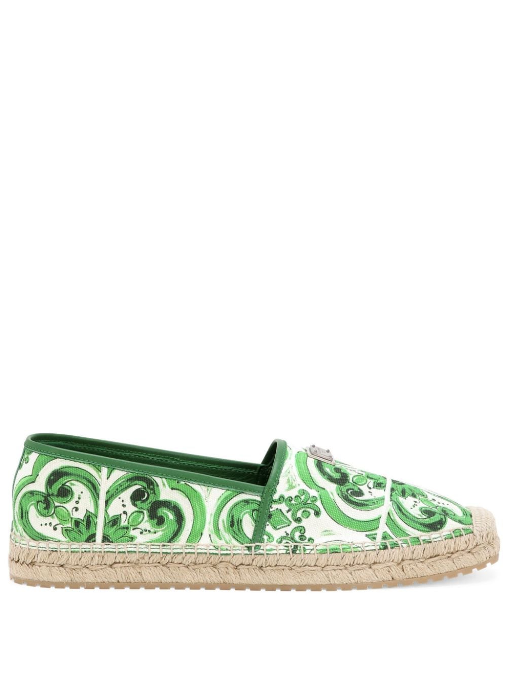 Dolce & Gabbana Majolica-print logo-plaque espadrilles - Green von Dolce & Gabbana