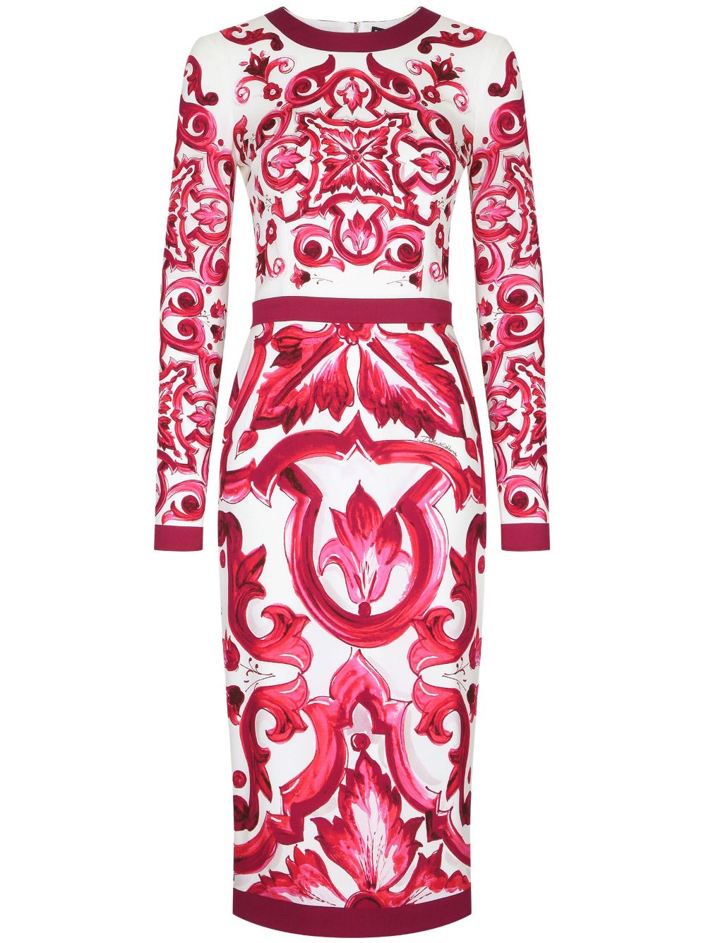 Dolce & Gabbana Majolica-print pencil midi dress - Red von Dolce & Gabbana