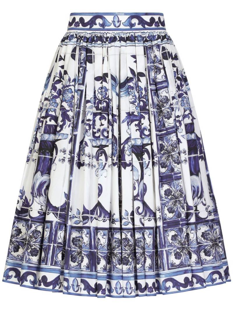 Dolce & Gabbana Majolica-print pleated midi skirt - Blue von Dolce & Gabbana