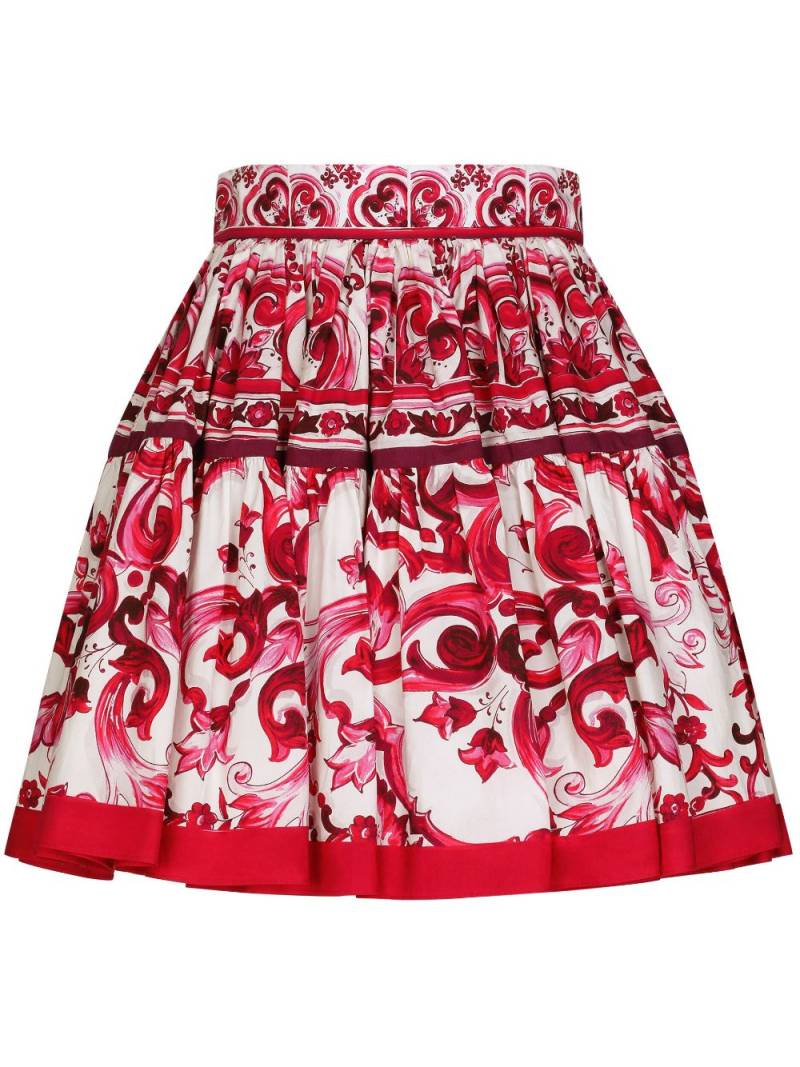 Dolce & Gabbana Majolica-print pleated skirt - Red von Dolce & Gabbana