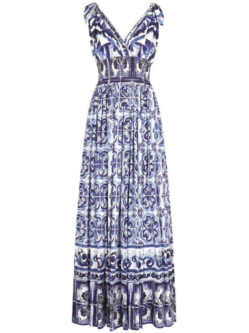 Dolce & Gabbana Majolica-print poplin maxi dress - Blue von Dolce & Gabbana