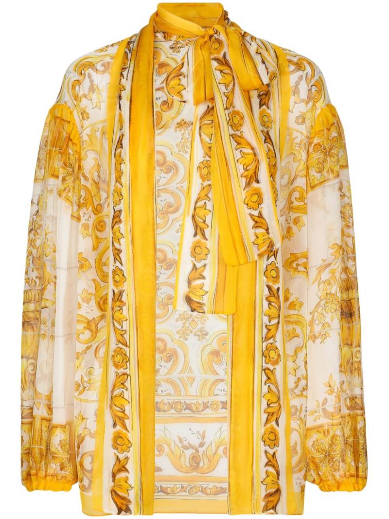 Dolce & Gabbana Majolica-print silk blouse - Yellow von Dolce & Gabbana