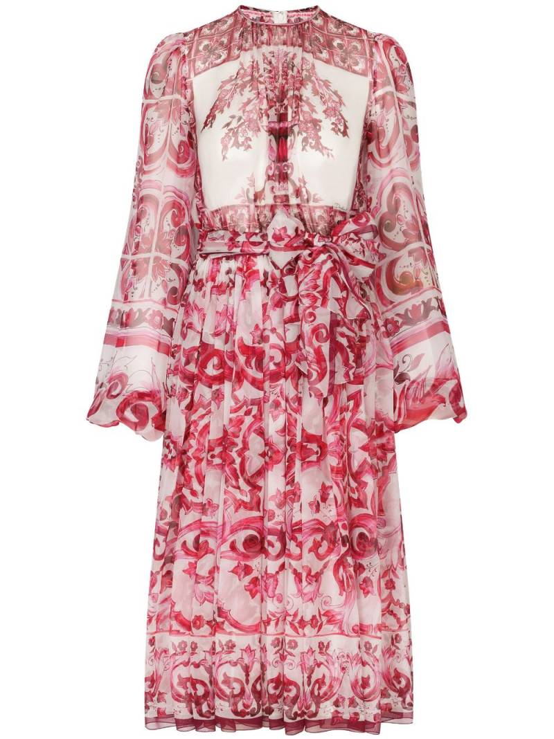 Dolce & Gabbana Majolica-print silk dress - Red von Dolce & Gabbana