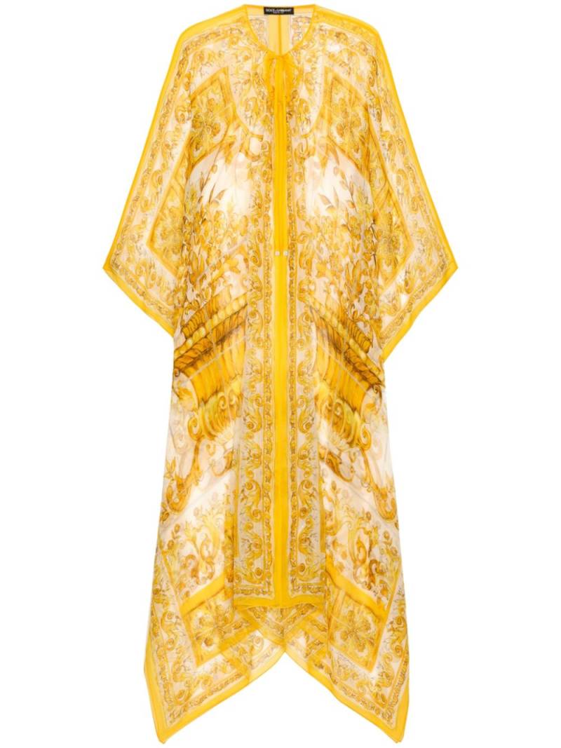 Dolce & Gabbana Majolica-print silk dress - Yellow von Dolce & Gabbana