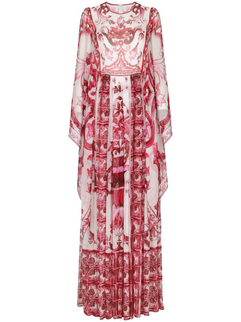 Dolce & Gabbana Majolica-print silk maxi dress - Red von Dolce & Gabbana