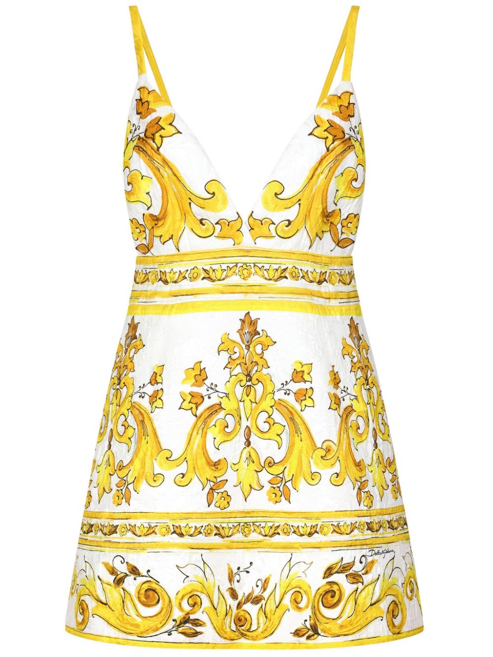 Dolce & Gabbana Majolica-print silk minidress - Yellow von Dolce & Gabbana