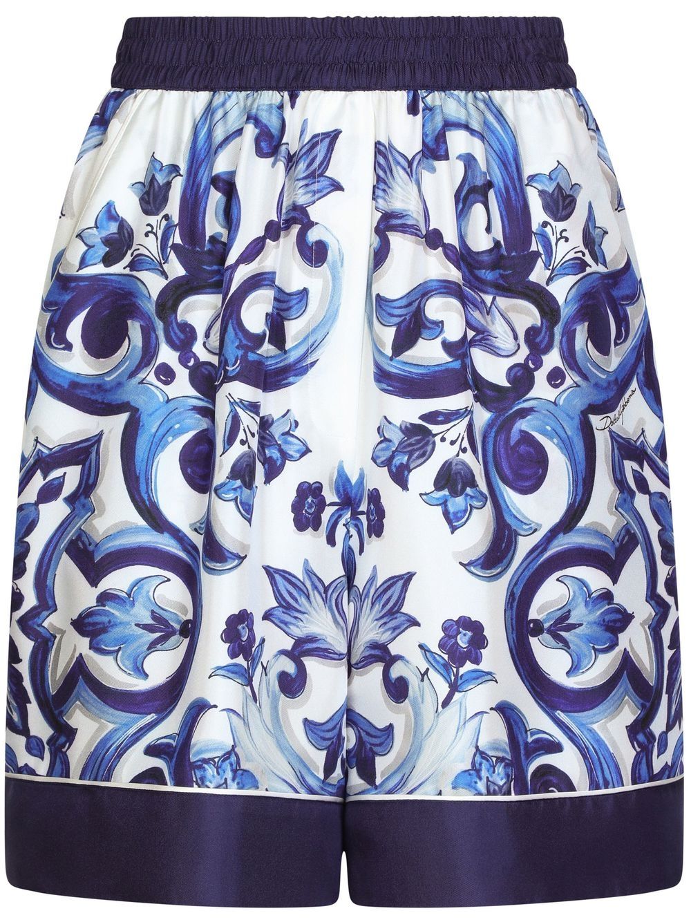 Dolce & Gabbana Majolica-print silk pajama shorts - Blue von Dolce & Gabbana