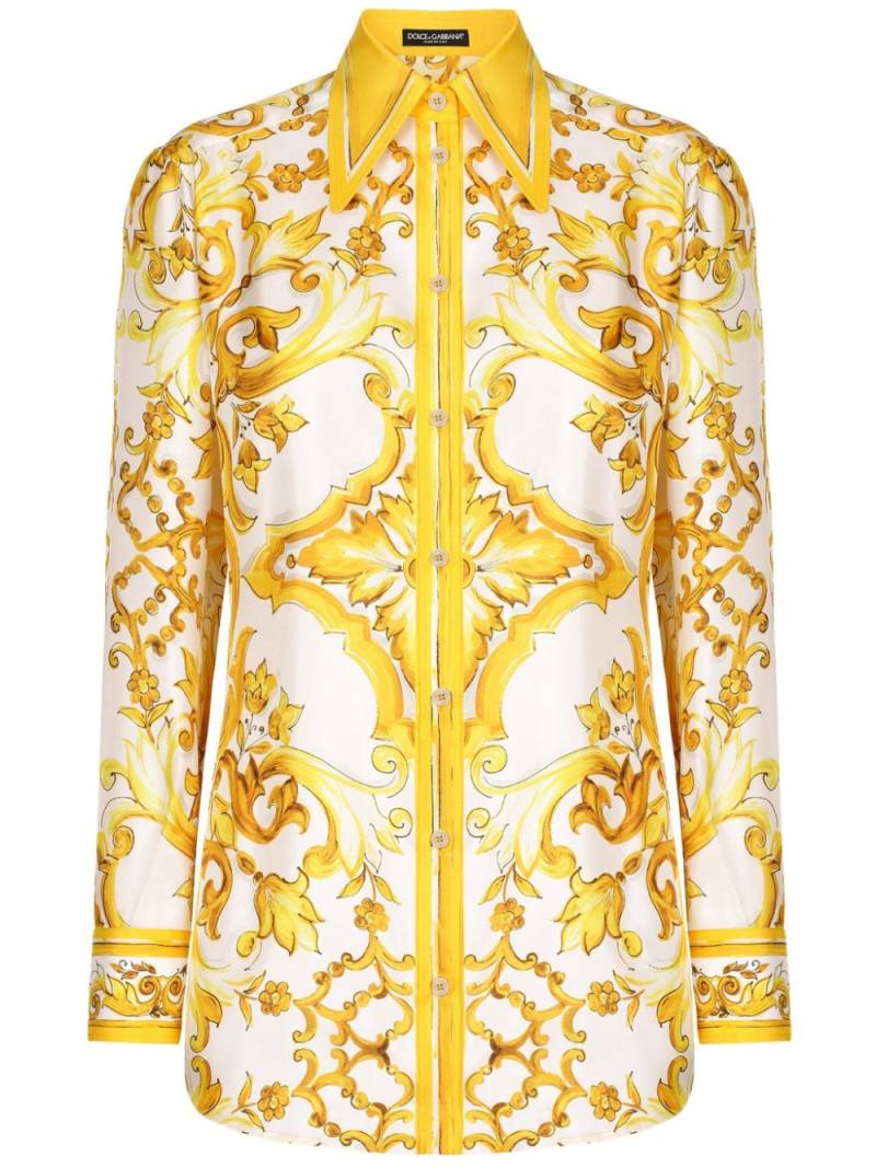 Dolce & Gabbana Majolica-print silk shirt - Yellow von Dolce & Gabbana