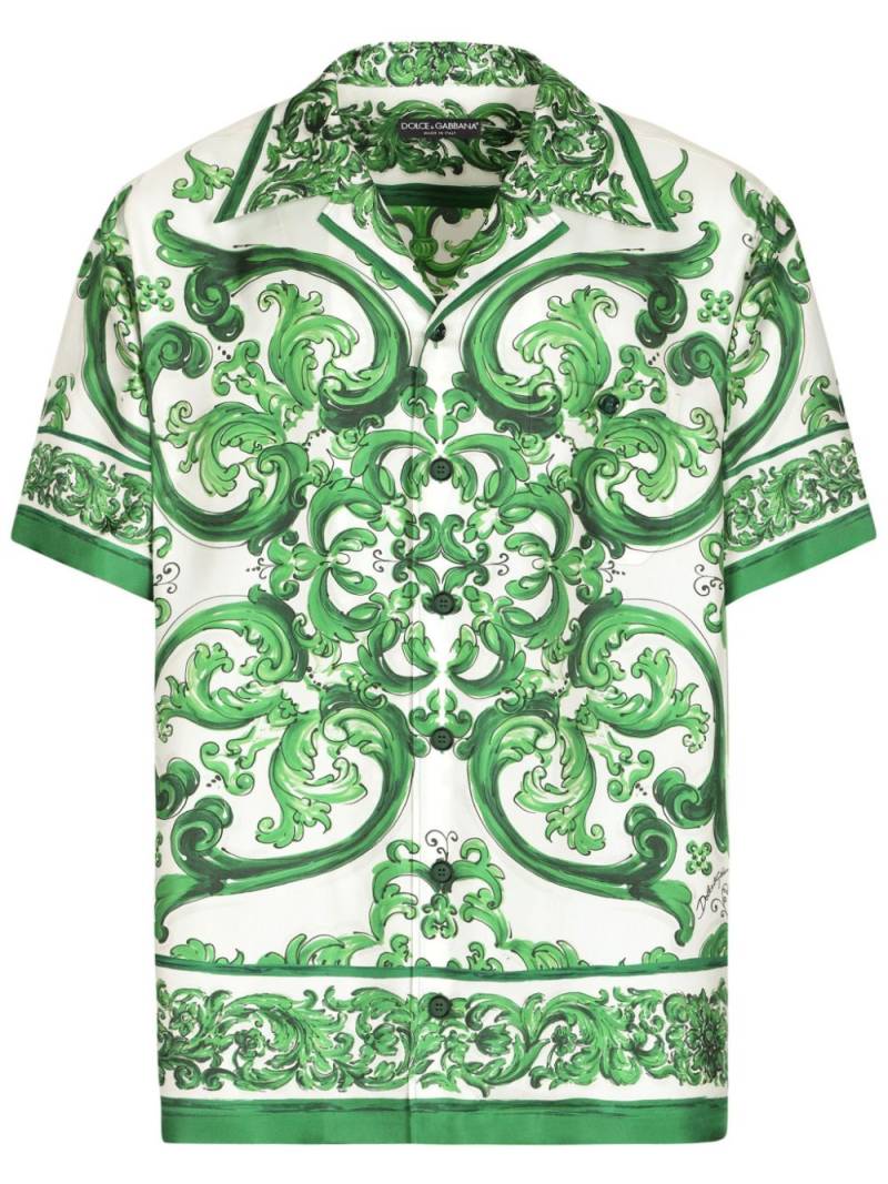 Dolce & Gabbana Majolica-print silk-twill shirt - Green von Dolce & Gabbana