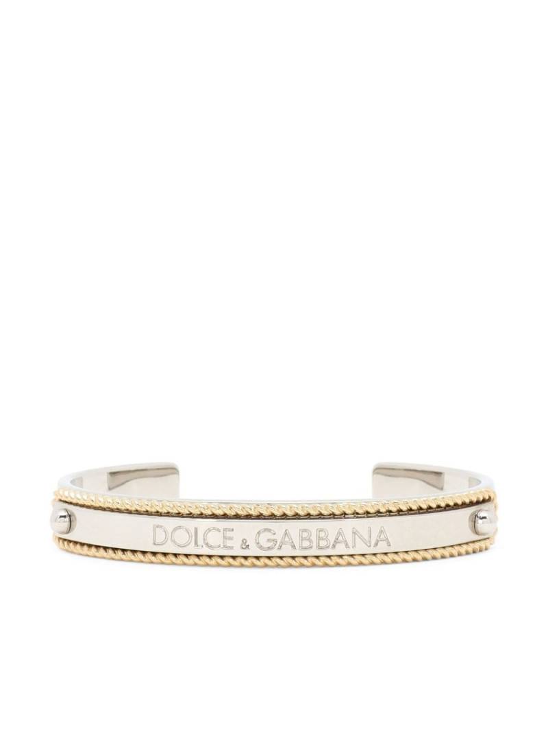 Dolce & Gabbana Marina logo-engraved cuff bracelet - Neutrals von Dolce & Gabbana