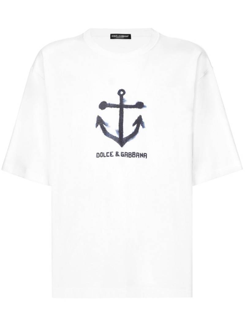 Dolce & Gabbana Marina-print cotton T-shirt - White von Dolce & Gabbana