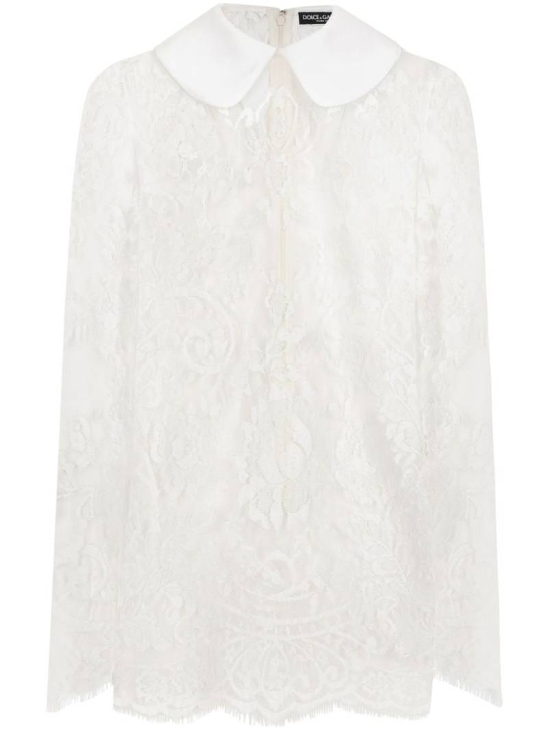 Dolce & Gabbana Peter Pan collar lace minidress - White von Dolce & Gabbana