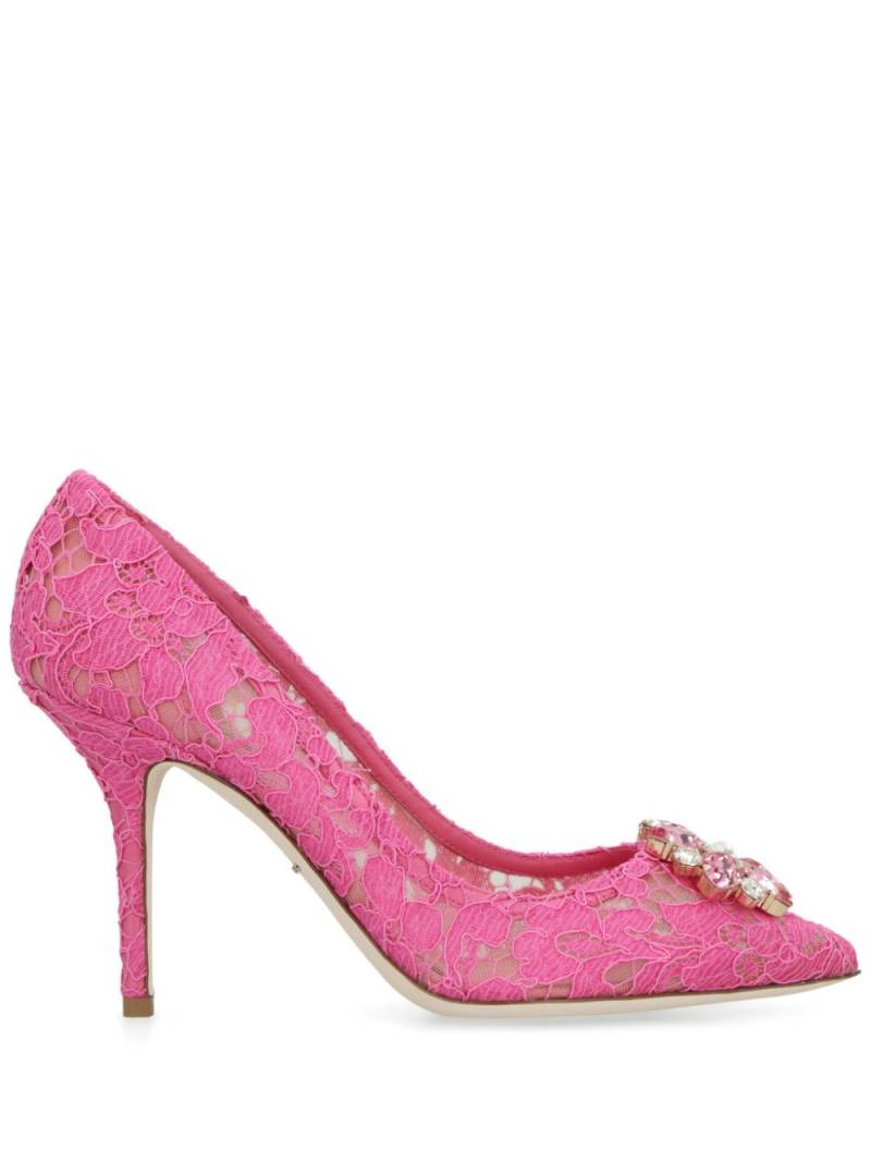 Dolce & Gabbana Taormina-lace crystal-embellished pumps - Pink von Dolce & Gabbana