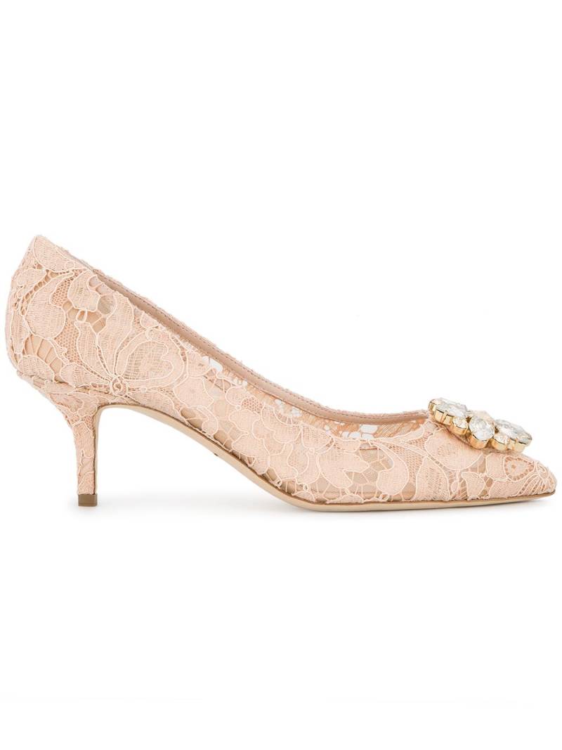 Dolce & Gabbana Rainbow Lace 60mm brooch-detail pumps - Neutrals von Dolce & Gabbana