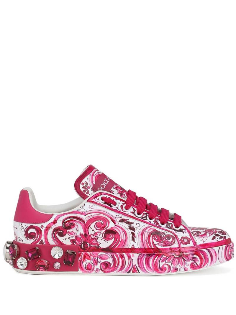 Dolce & Gabbana Portofino Majolica-print sneakers - Red von Dolce & Gabbana