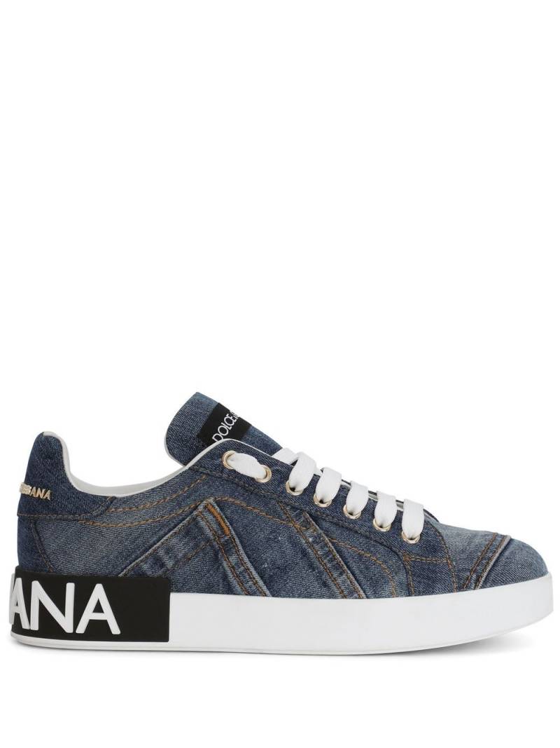 Dolce & Gabbana Portofino logo-tag leather sneakers - Blue von Dolce & Gabbana