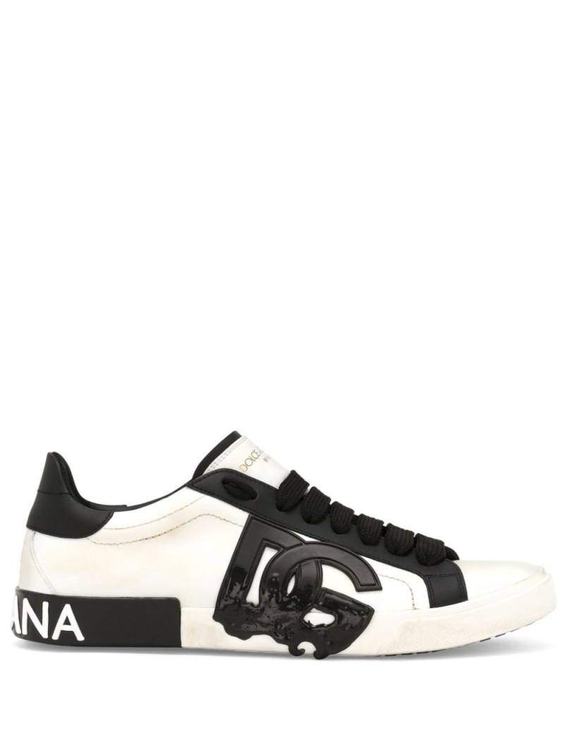 Dolce & Gabbana Portofino leather sneakers - White von Dolce & Gabbana