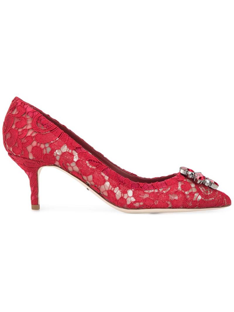 Dolce & Gabbana Rainbow Lace 60mm brooch-detail pumps - Red von Dolce & Gabbana