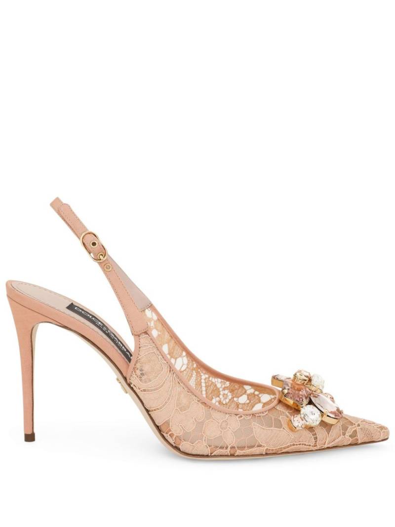 Dolce & Gabbana Rainbow Lace 90mm slingback pumps - Neutrals von Dolce & Gabbana