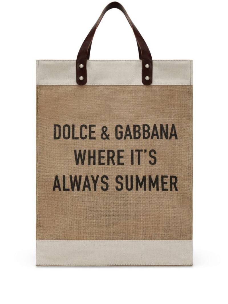 Dolce & Gabbana Shopping logo-print tote bag - Neutrals von Dolce & Gabbana