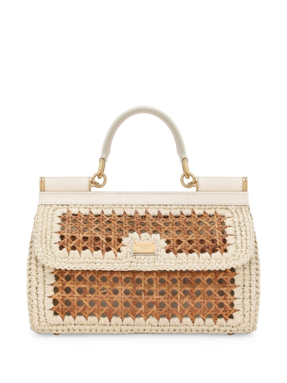 Dolce & Gabbana Sicily cotton-blend bag - Neutrals von Dolce & Gabbana