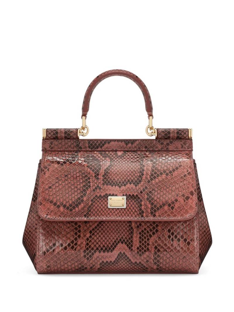 Dolce & Gabbana Sicily snakeskin-effect top-handle bag - Pink von Dolce & Gabbana