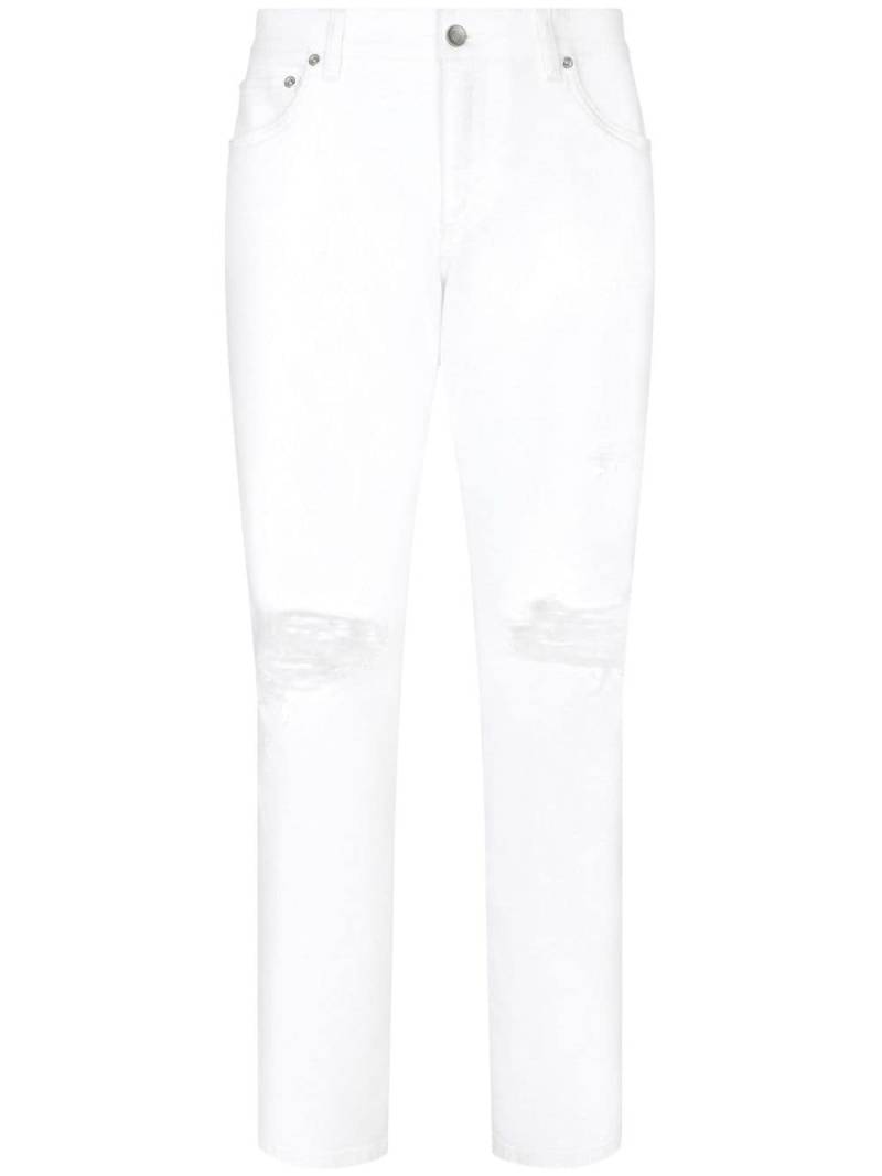 Dolce & Gabbana Slim-fit ripped jeans - White von Dolce & Gabbana