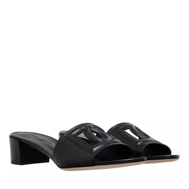 Dolce&Gabbana Slipper & Pantoletten - Calfskin Sliders With DG Logo - Gr. 36 (EU) - in Schwarz - für Damen von Dolce&Gabbana