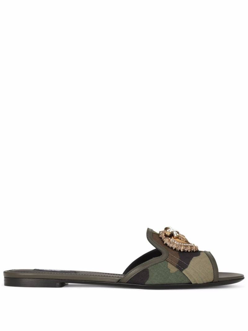 Dolce & Gabbana Taormina Devotion heart slide sandals - Green von Dolce & Gabbana