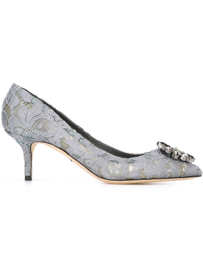 Dolce & Gabbana Taormina-lace crystal-embellished pumps - Grey von Dolce & Gabbana