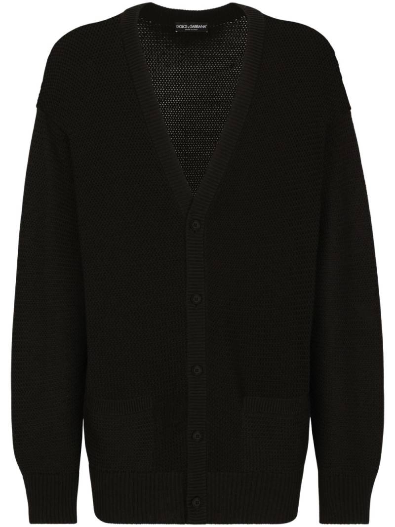 Dolce & Gabbana V-neck cotton cardigan - Black von Dolce & Gabbana